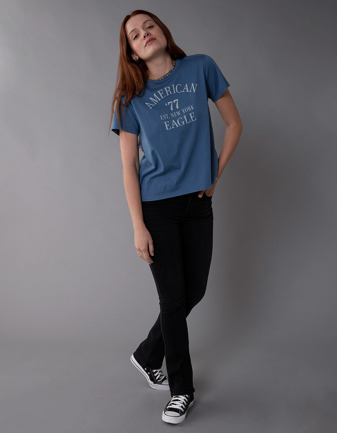 Camiseta con gráfico de mujer AE - Azul 0300_9931_400_of
