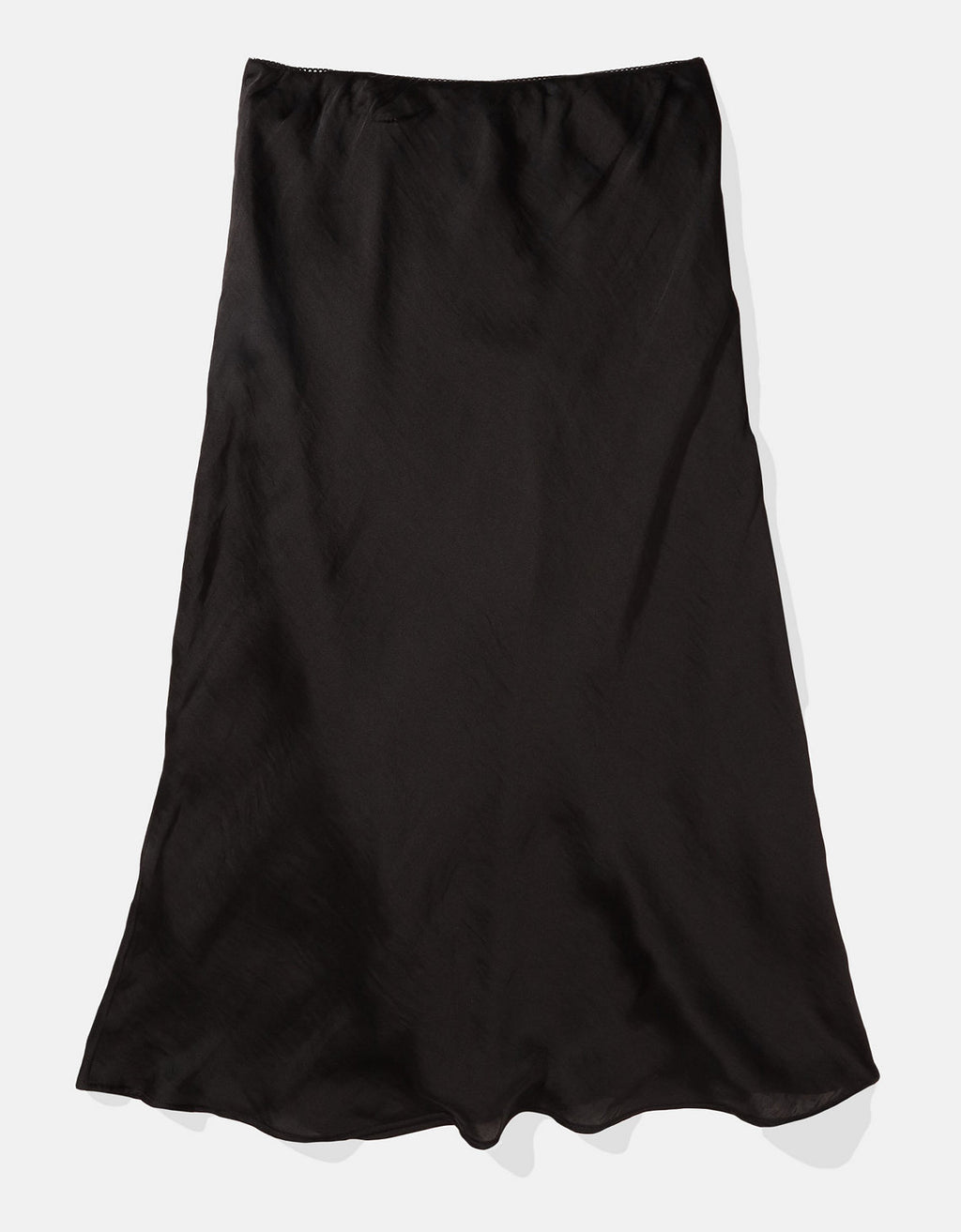 Falda Midi de Satin Tiro Alto Ae - Negro 0312_4976_001_b