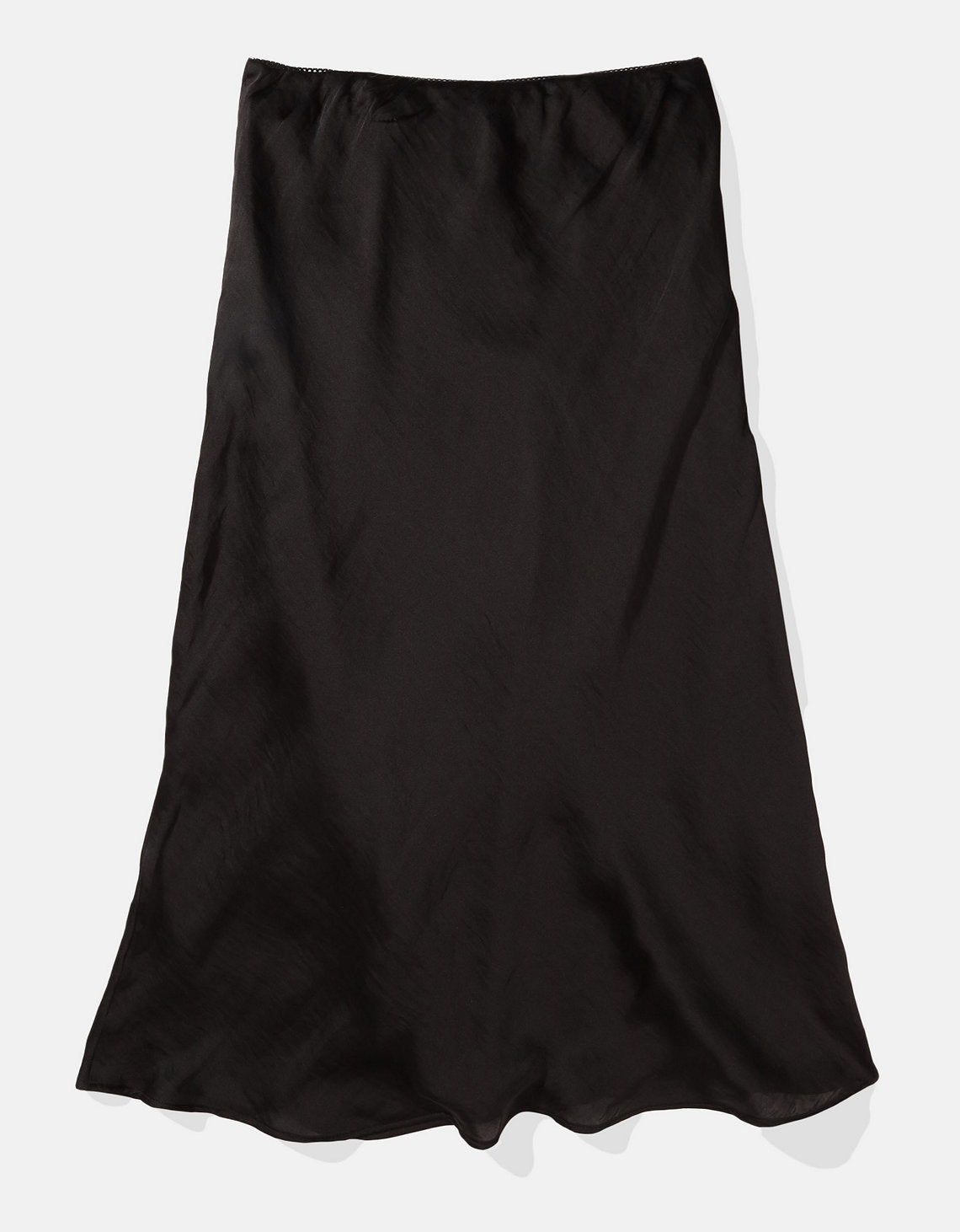 Falda Midi de Satin Tiro Alto Ae - Negro 0312_4976_001_b