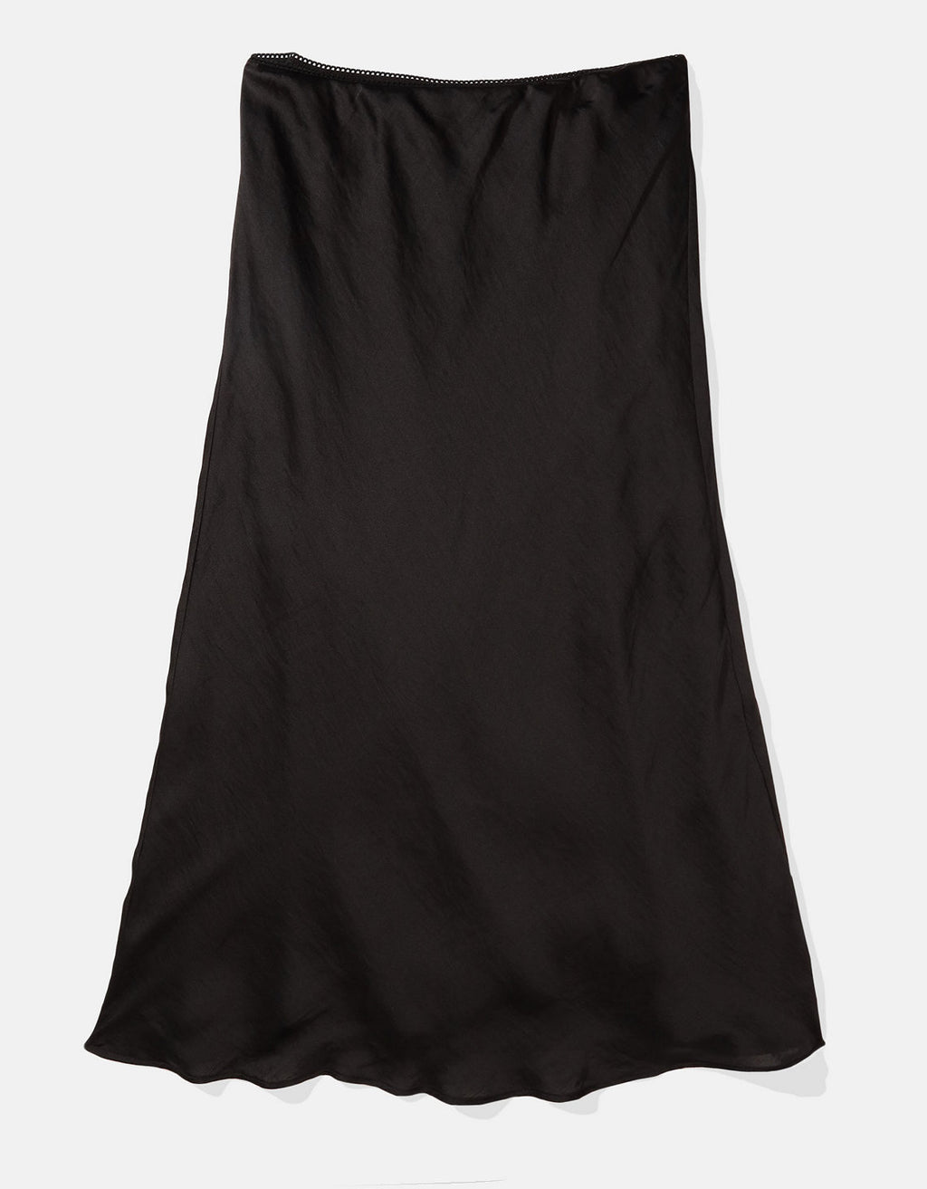 Falda Midi de Satin Tiro Alto Ae - Negro 0312_4976_001_f
