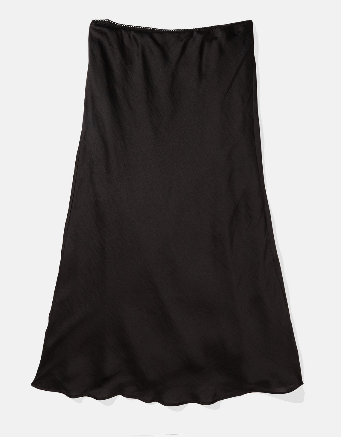 Falda Midi de Satin Tiro Alto Ae - Negro 0312_4976_001_f