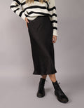 Falda Midi de Satin Tiro Alto Ae - Negro 0312_4976_001_of