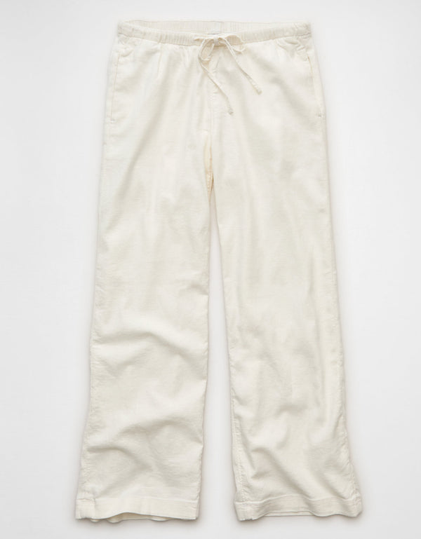 Pantalón Pull-On de lino de tiro bajo Ae - Blanco