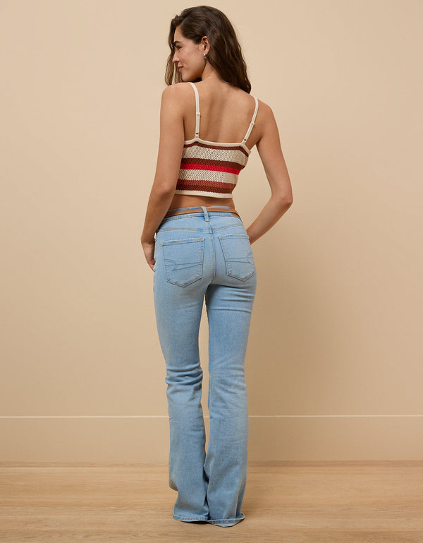 Blusa AE tejida sin mangas de rayas para mujer - Café
