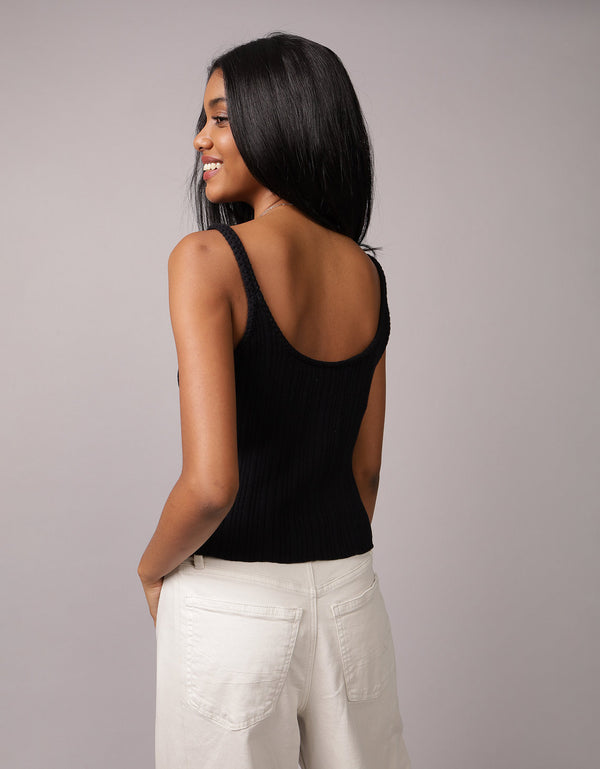 Top corto de crochet ae - Negro