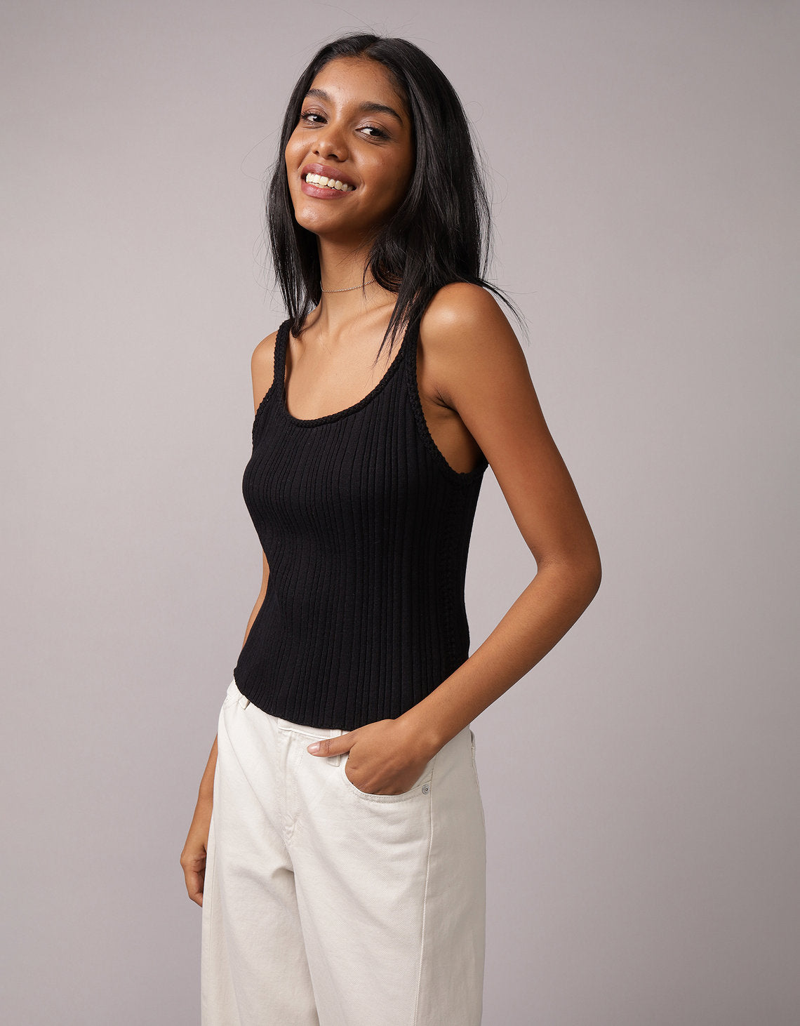 Top corto de crochet ae - Negro 0341_1470_064_of
