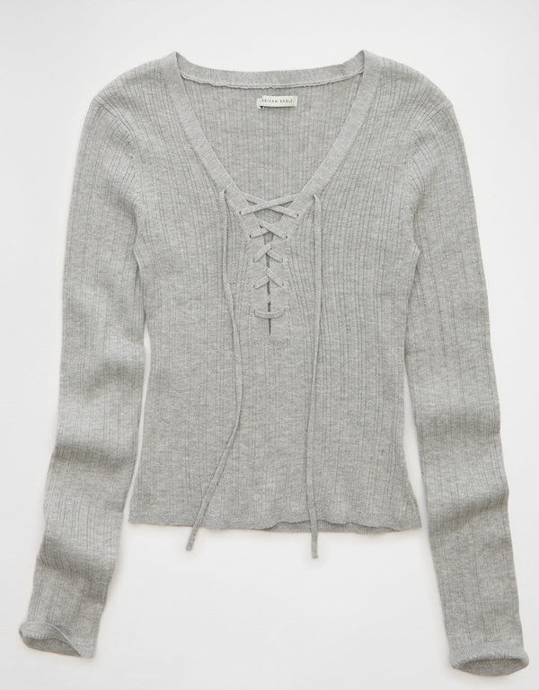 Suéter con cordones - Gris