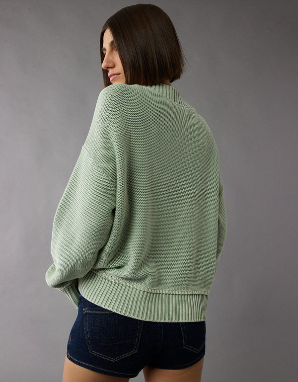 Buzo Tejido cuello en V cómodo para Mujer - Verde