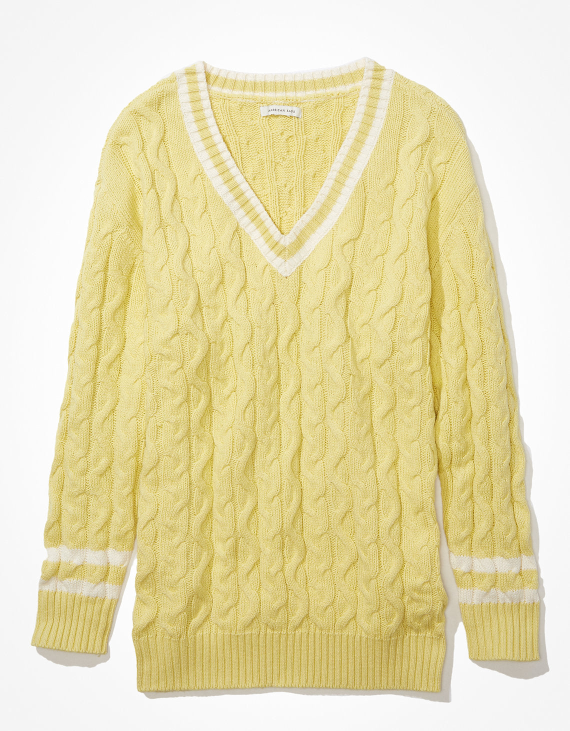Suéter AE Oversized tejido con cuello en V - Amarillo 0344_9659_717_f