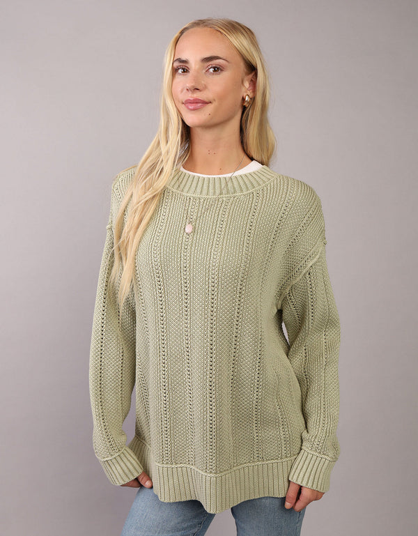 Suéter Oversized de Cuello Redondo Ae - Verde
