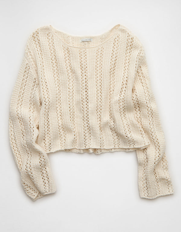 Suéter en crochet con escote Ae - Generico