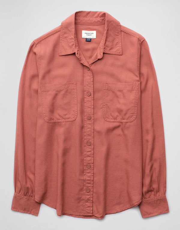 Camisa de manga larga con botones AE Bestie - Rosa 0350_6681_602_f