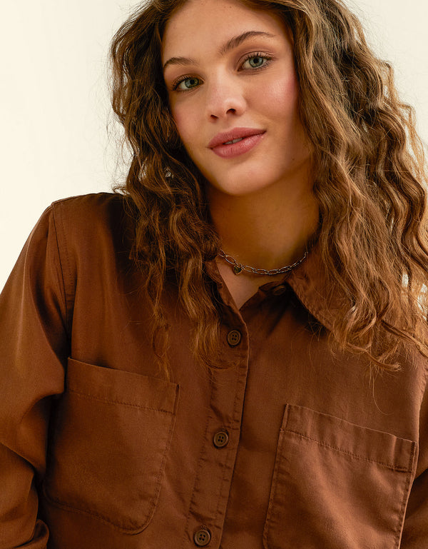 Camisa abotonada Ae Bestie - Café