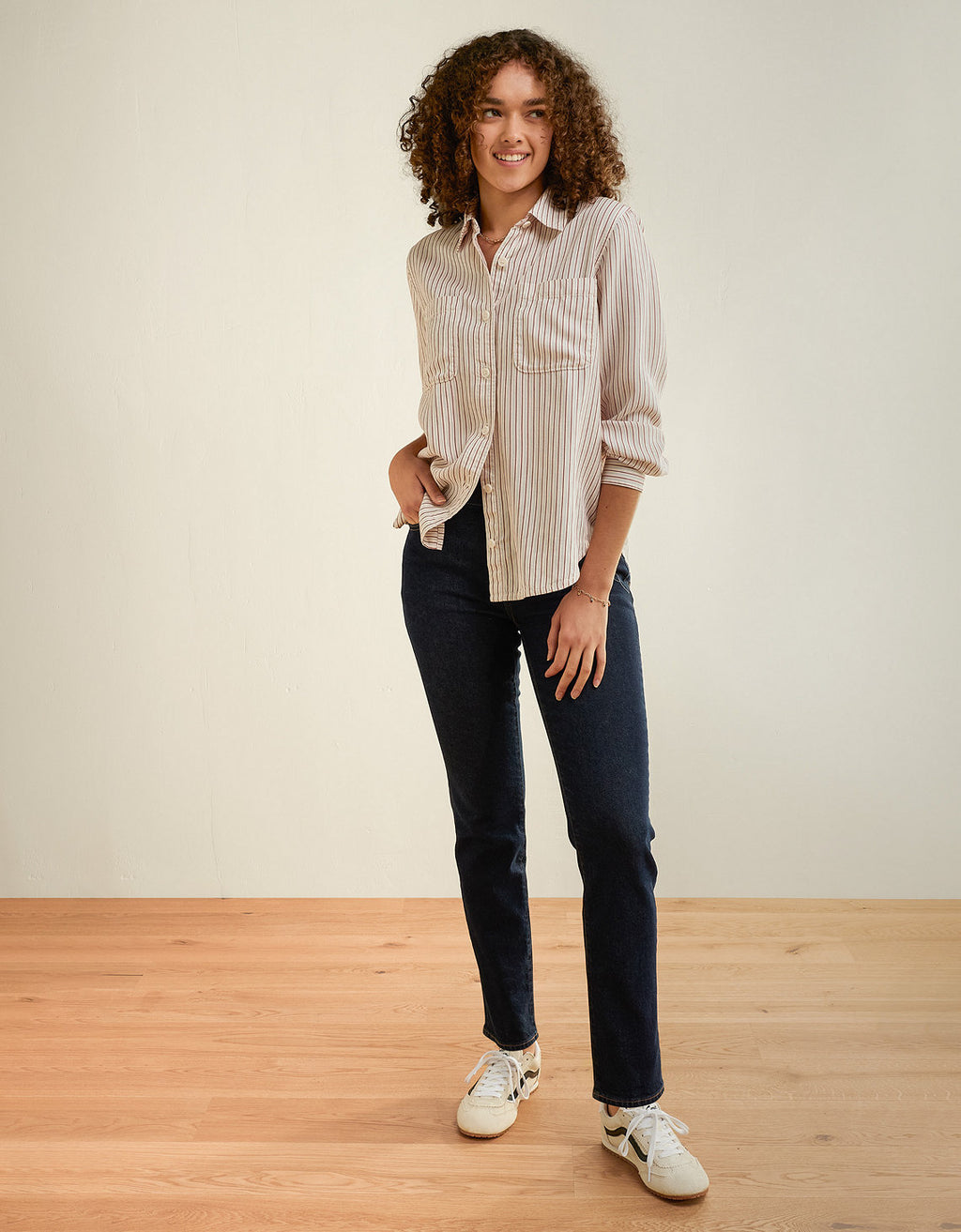 Camisa abotonada Ae Bestie - Beige 0350_7128_106_of