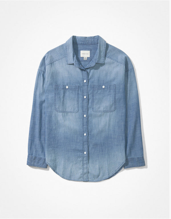 Camisa AE en denim con botones - Azul