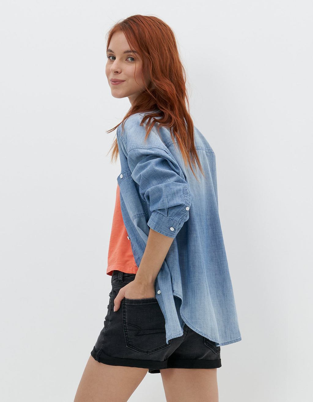 Camisa AE en denim con botones - Azul 0355_3697_400_ob