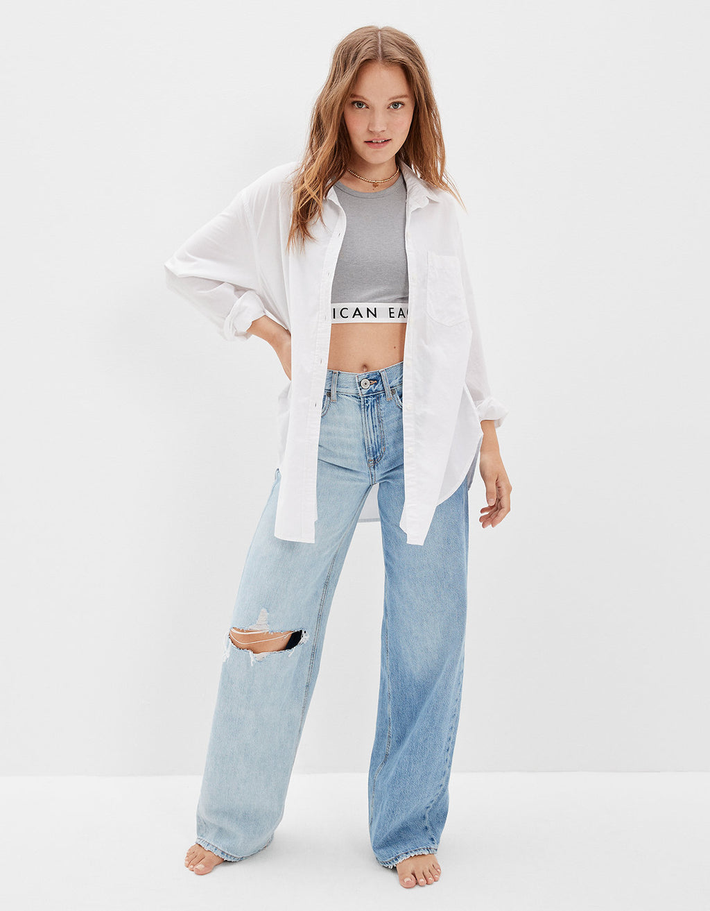 Camisa Oxford AE oversized de botones - Blanco 0355_4673_100_of