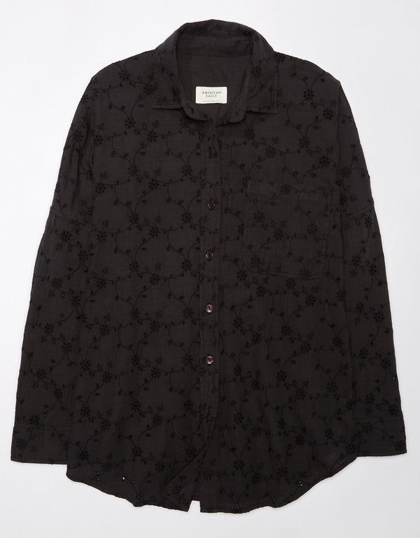 Camisa manga Larga Ae con botones - Negro