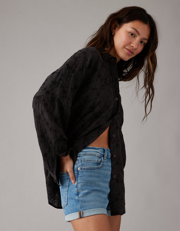 Camisa manga Larga Ae con botones - Negro