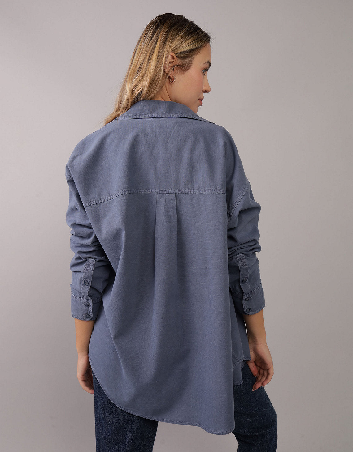 Camisa AE con botones manga larga de Mujer - Azul 0355_5556_410_ob
