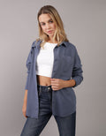 Camisa AE con botones manga larga de Mujer - Azul 0355_5556_410_of