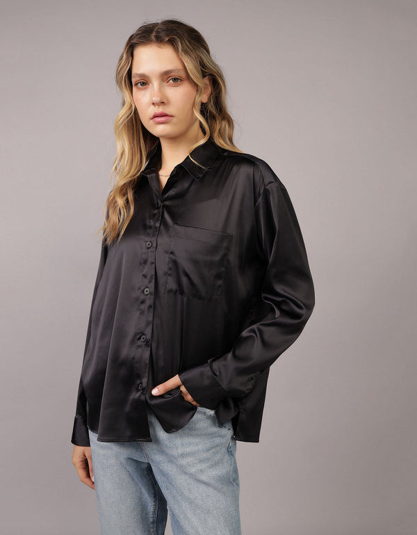 Camisa Manga Larga Mujer AE - Negro