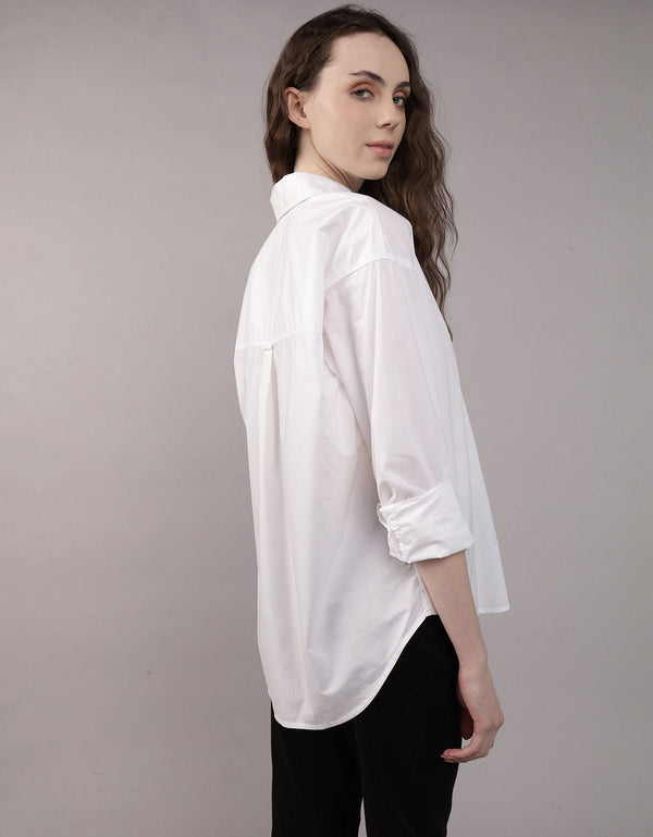 Camisa Clásica de Botones Corte Perfecto para Mujer - Blanco
