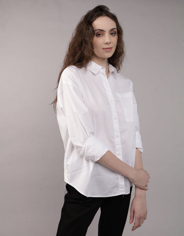Camisa Clásica de Botones Corte Perfecto para Mujer - Blanco