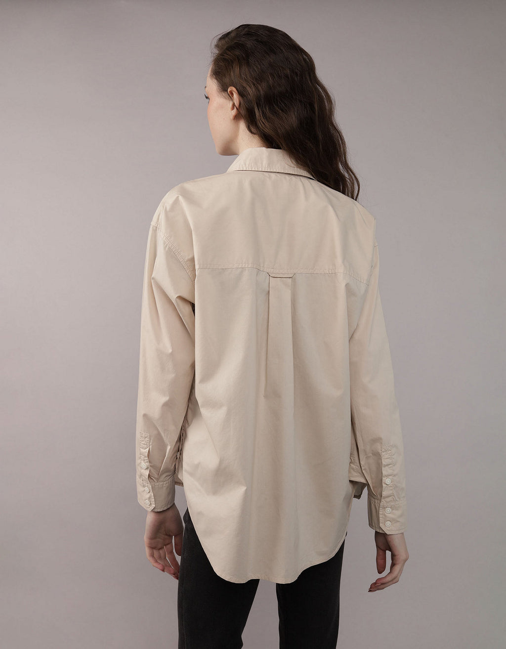 Camisa Clásica de Botones Corte Perfecto para Mujer - Beige 0355_6093_676_ob
