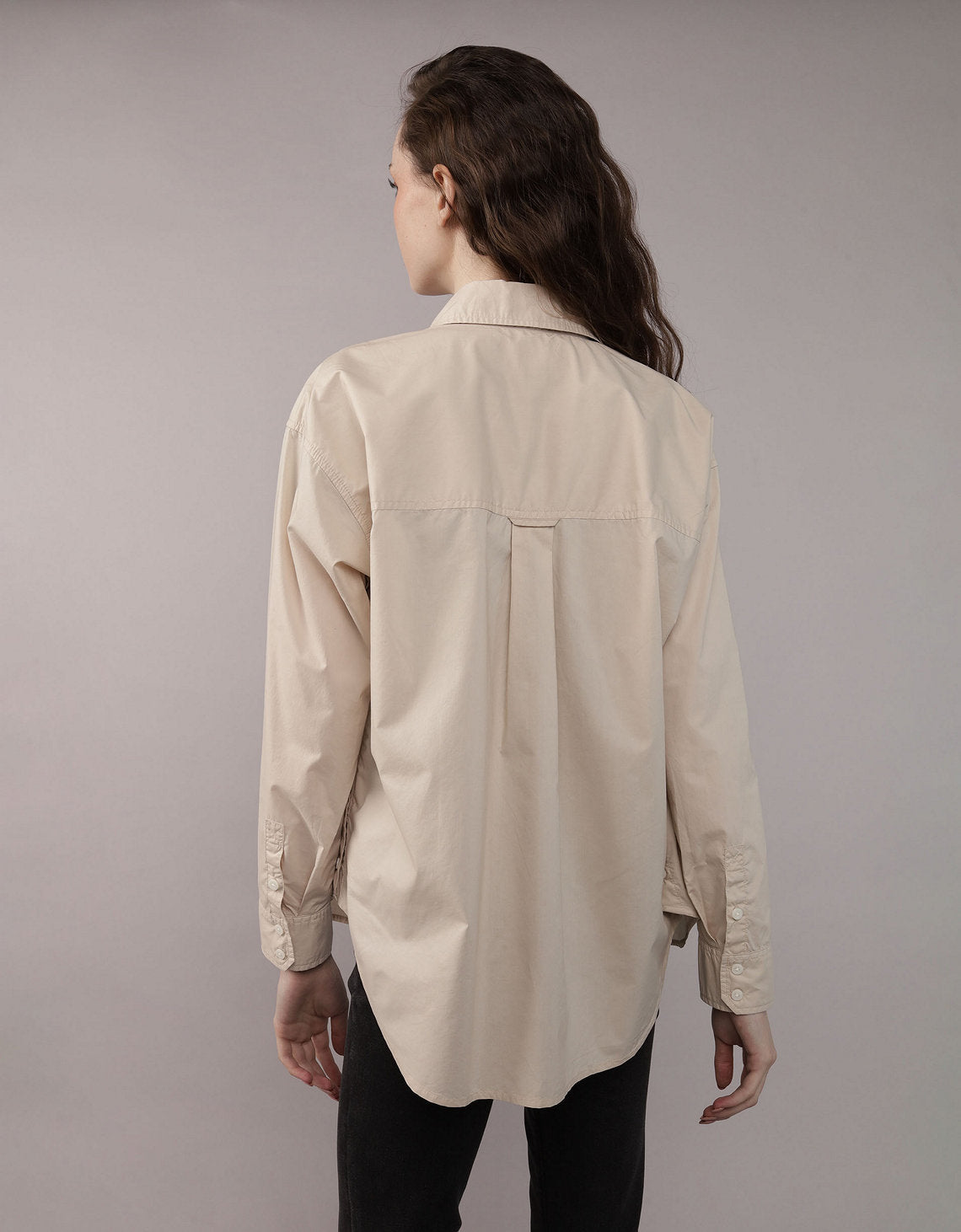 Camisa Clásica de Botones Corte Perfecto para Mujer - Beige 0355_6093_676_ob