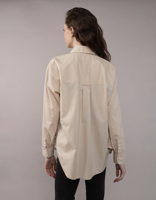 Camisa Clásica de Botones Corte Perfecto para Mujer - Beige