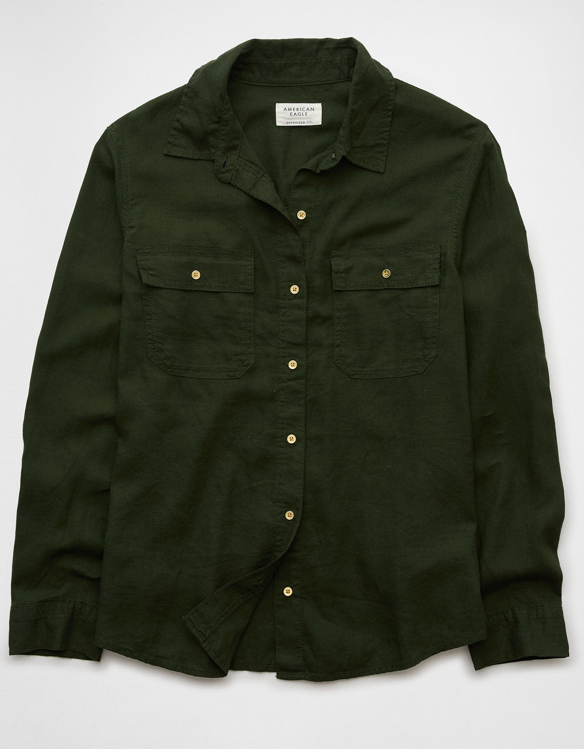 Camisa manga larga de botones de mujer AE - Verde 0355_6127_300_f