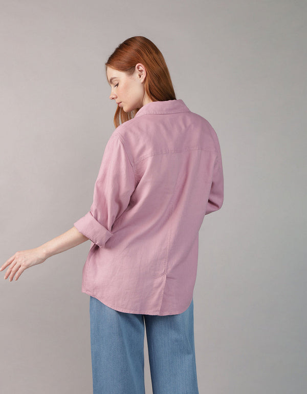 Camisa manga larga de botones de mujer AE - Morado