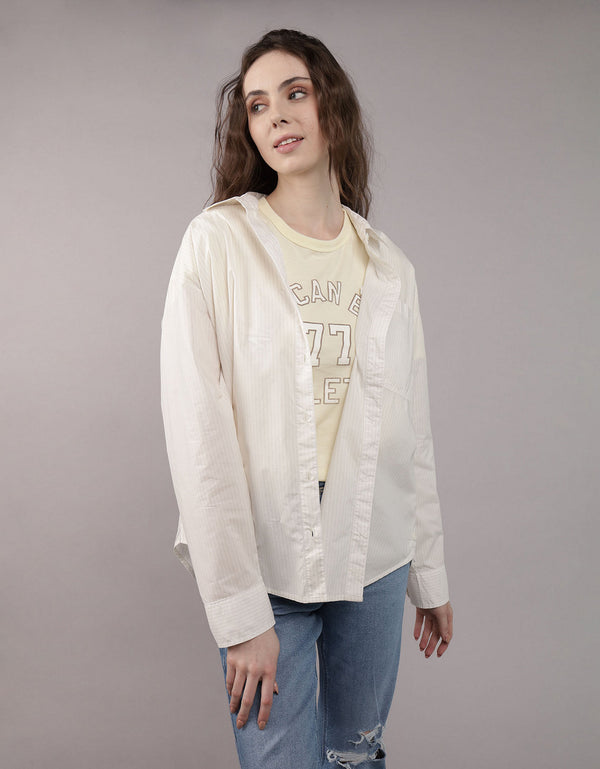 Camisa manga larga de botones de mujer AE - Generico