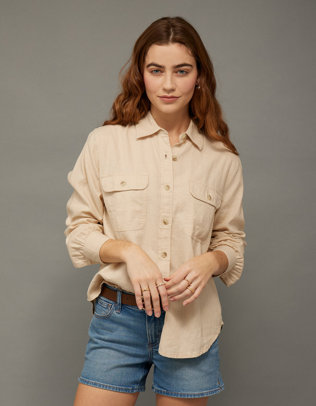 Camisa en Lino con Botones Ae - Generico 0355_6743_239_of