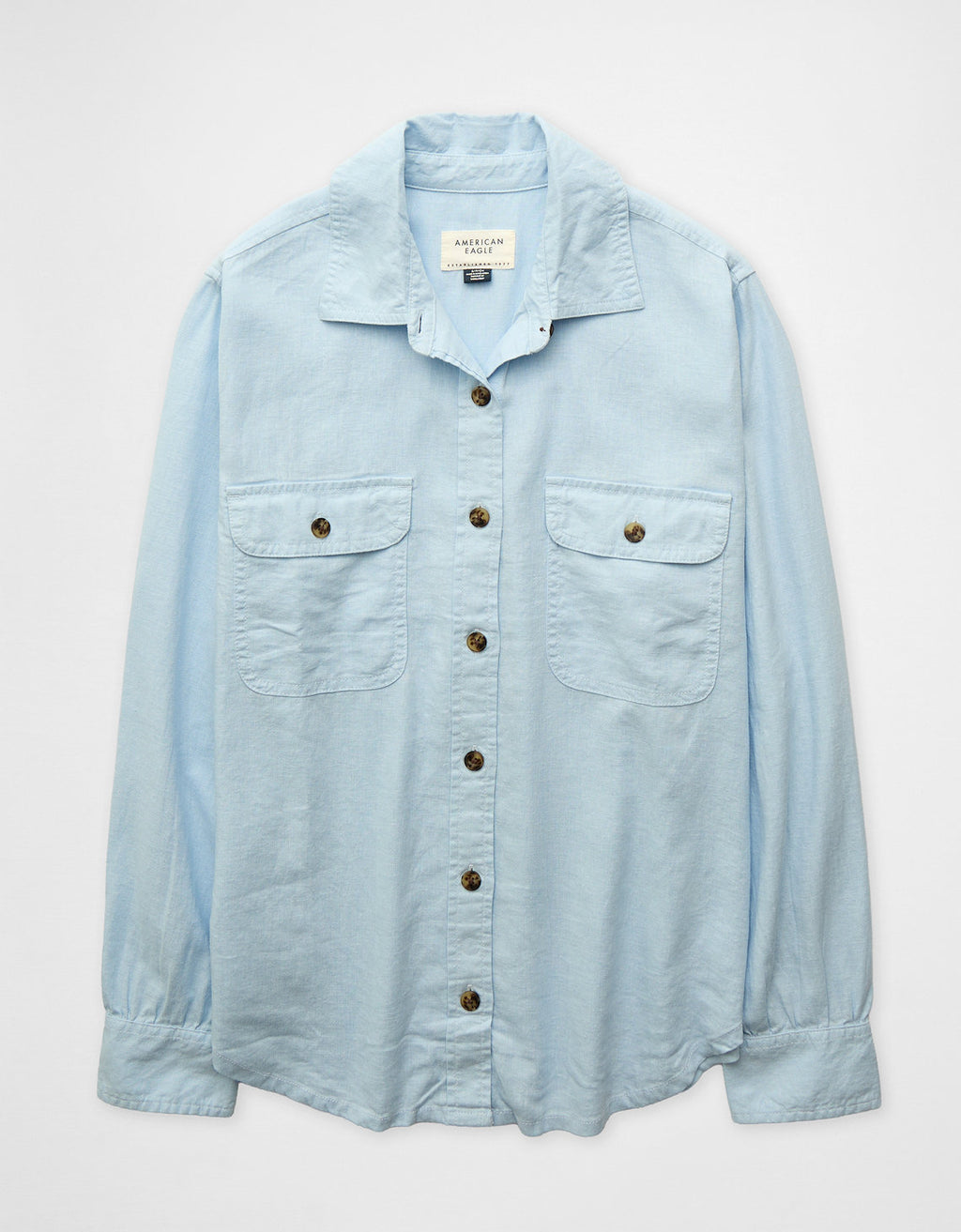 Camisa en Lino con Botones Ae - Azul 0355_6743_401_f