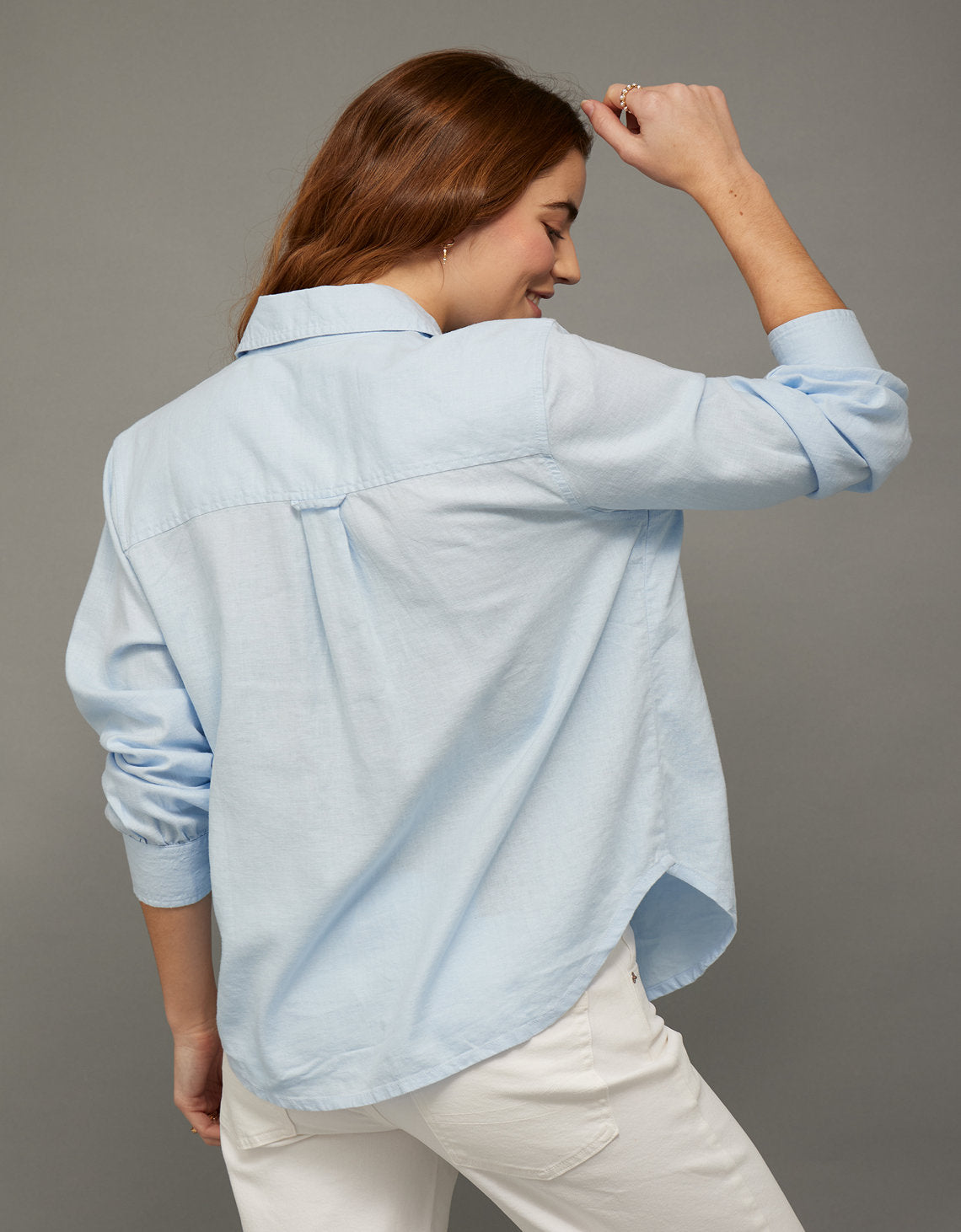 Camisa en Lino con Botones Ae - Azul 0355_6743_401_ob