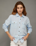 Camisa en Lino con Botones Ae - Azul 0355_6743_401_of