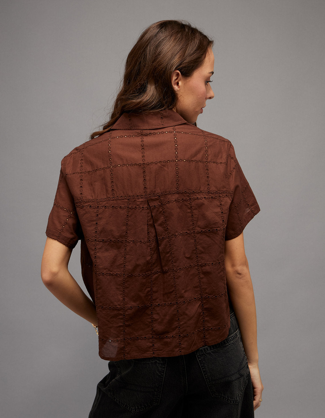 Camisa Cabana Bordada Ae - Café 0355_6796_285_ob