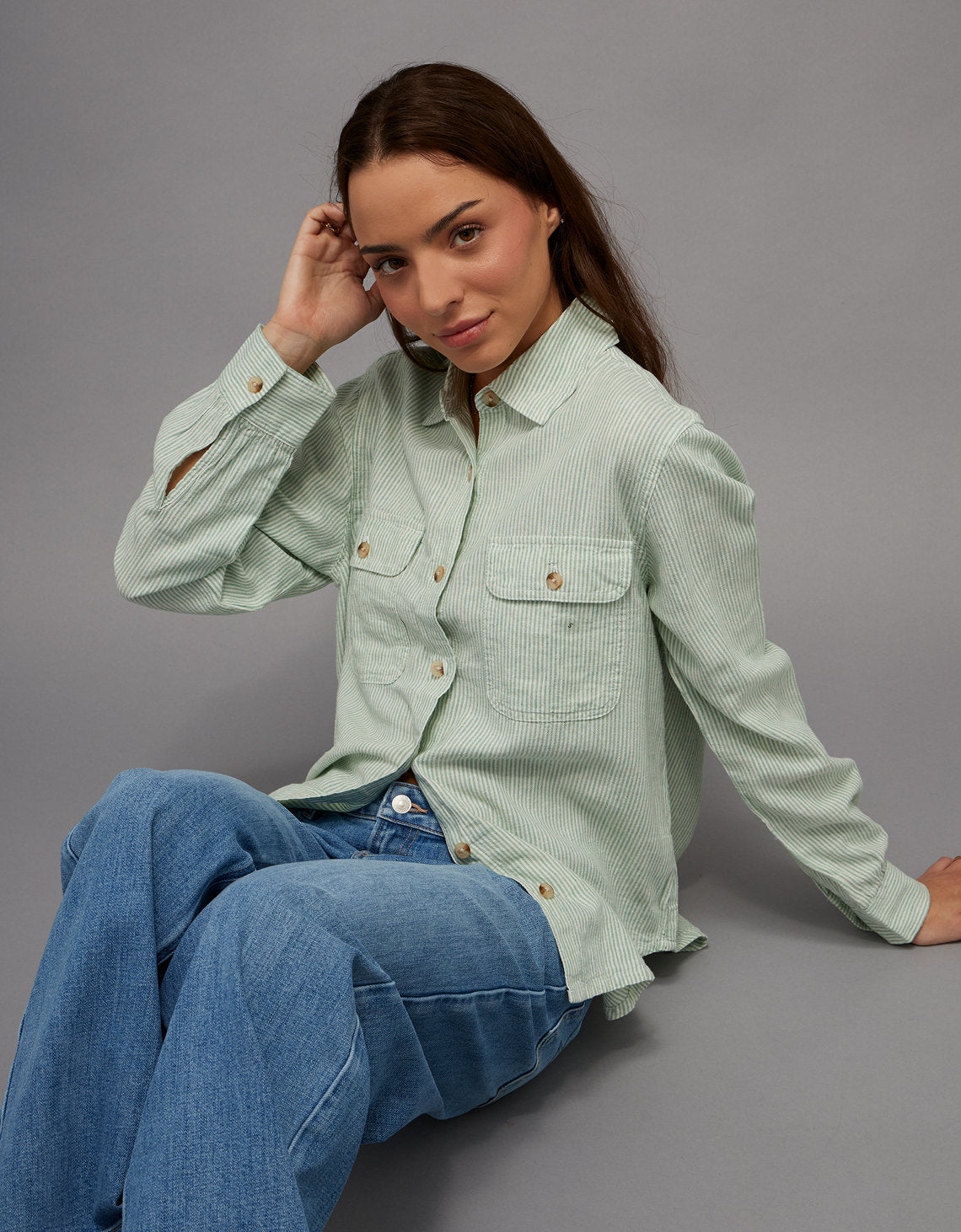 Camisa abotonada de mezcla de lino - Generico 0355_6829_313_of