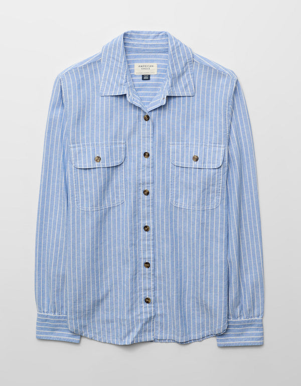 Camisa abotonada de lino Ae - Azul