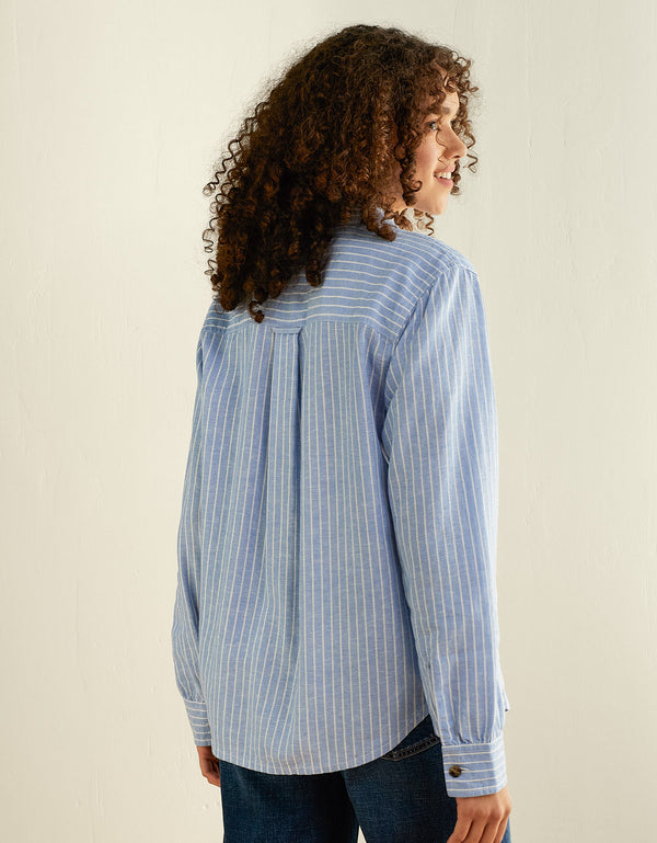 Camisa abotonada de lino Ae - Azul