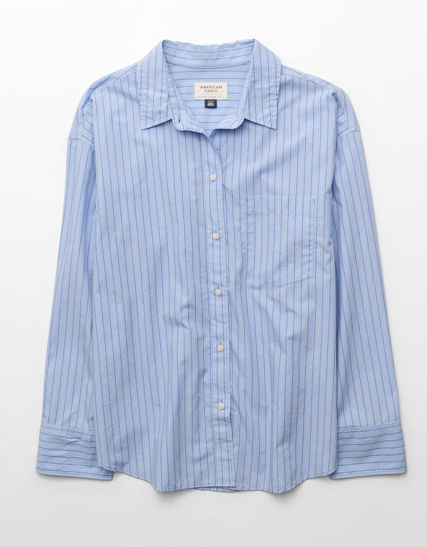 Camisa de popelina con botones Ae - Azul