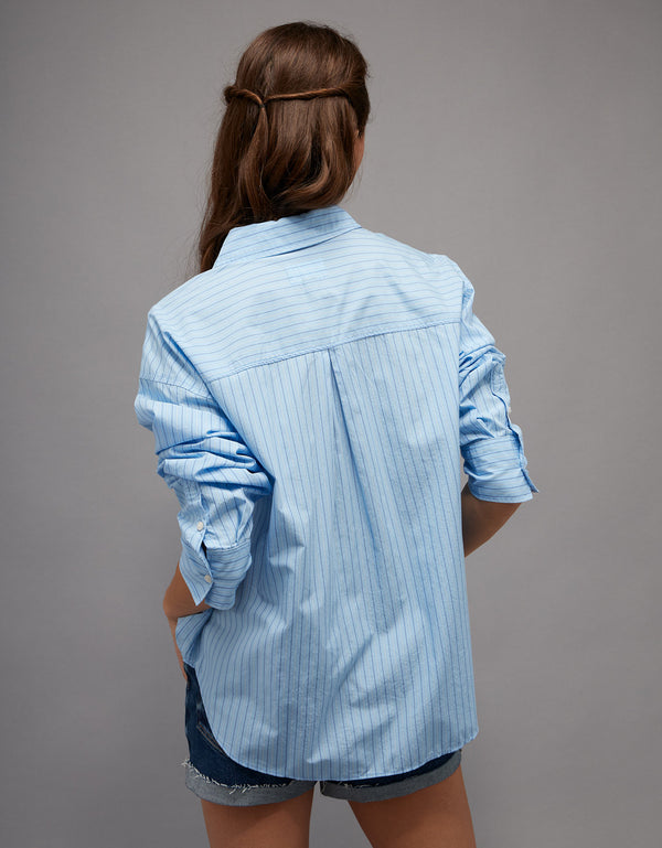Camisa de popelina con botones Ae - Azul 0355_6897_400_ob