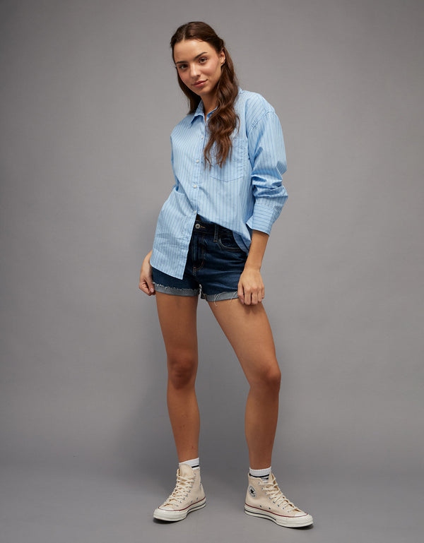 Camisa de popelina con botones Ae - Azul 0355_6897_400_of