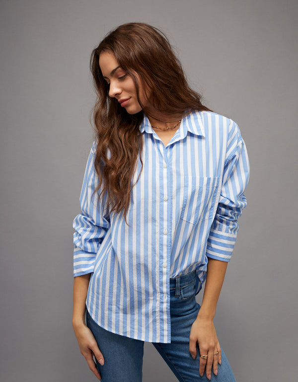 Camisa de popelina con botones Ae - Azul 0355_6897_401_of