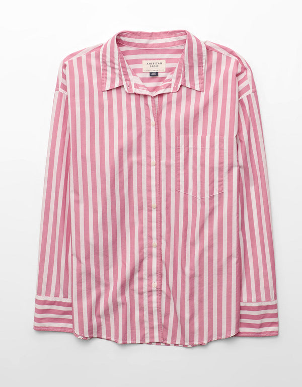 Camisa de popelina con botones Ae - Rosa