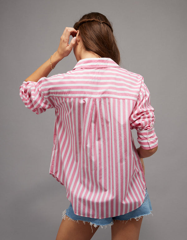 Camisa de popelina con botones Ae - Rosa