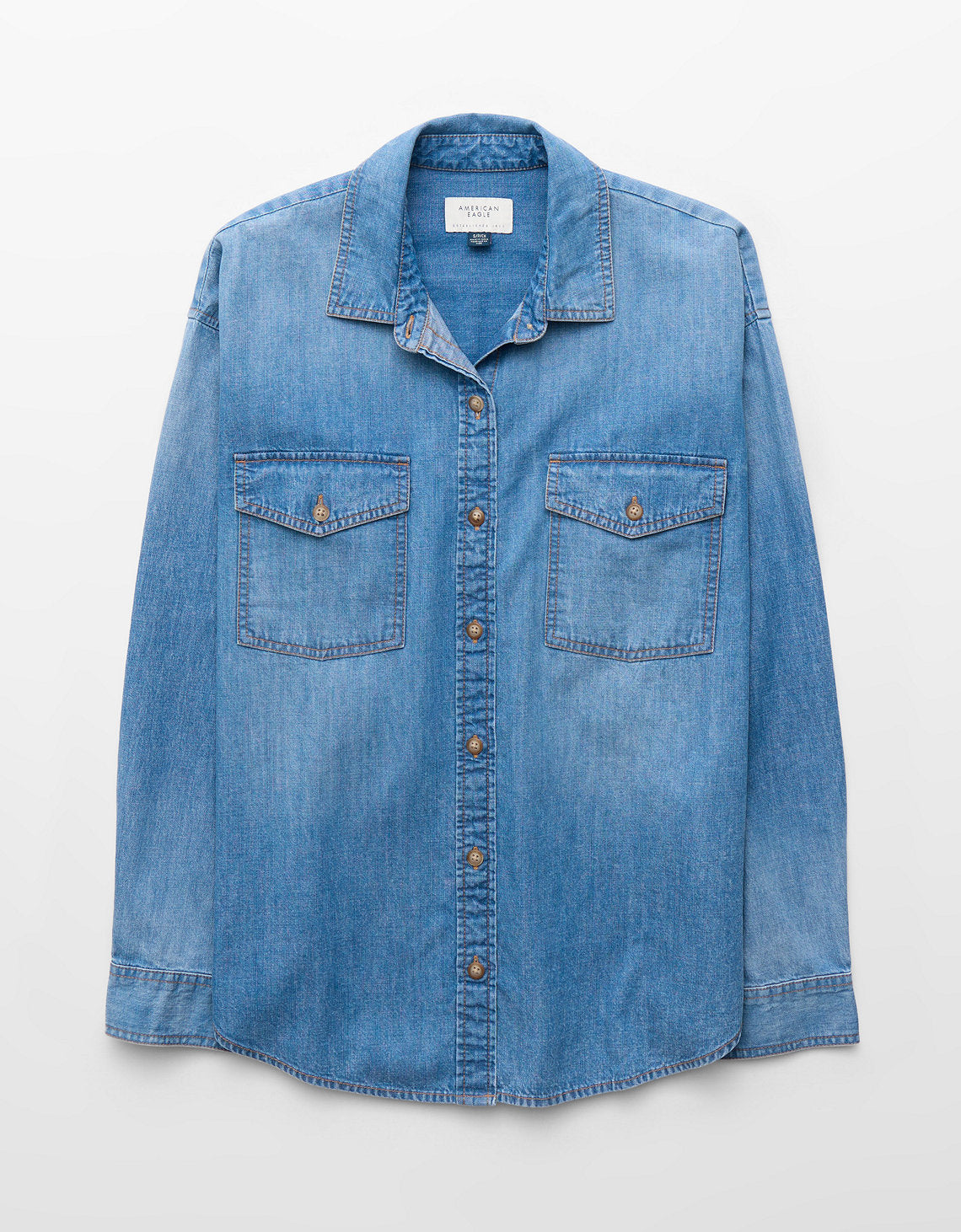 Camisa extragrande de chambray con botones. - Azul 0355_7023_936_f
