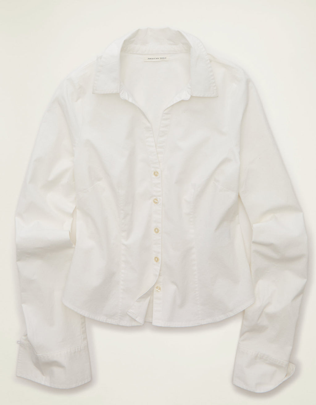 Camisa ajustada de popelina con botones. - Blanco 0355_7054_100_f